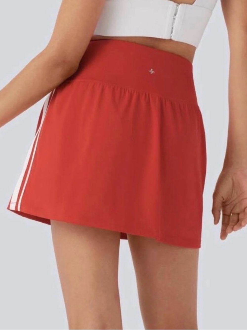 Halara SoftlyZero High Waisted Mini Skort Red Side Stripe Size Medium NEW - Picture 2 of 10